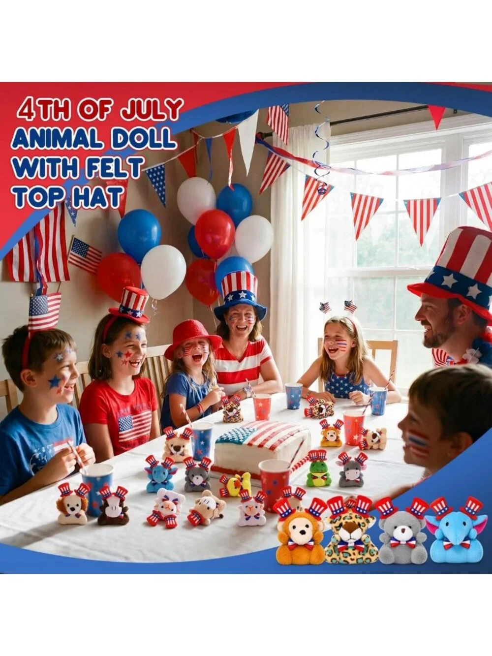 36 Pcs Mini Patriotic Stuffed Animals - 4th of July Plushies & Keychains